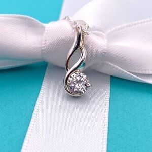 New Sterling Silver 925 brilliant cut CZ  Necklace pendant 5 mm 18”